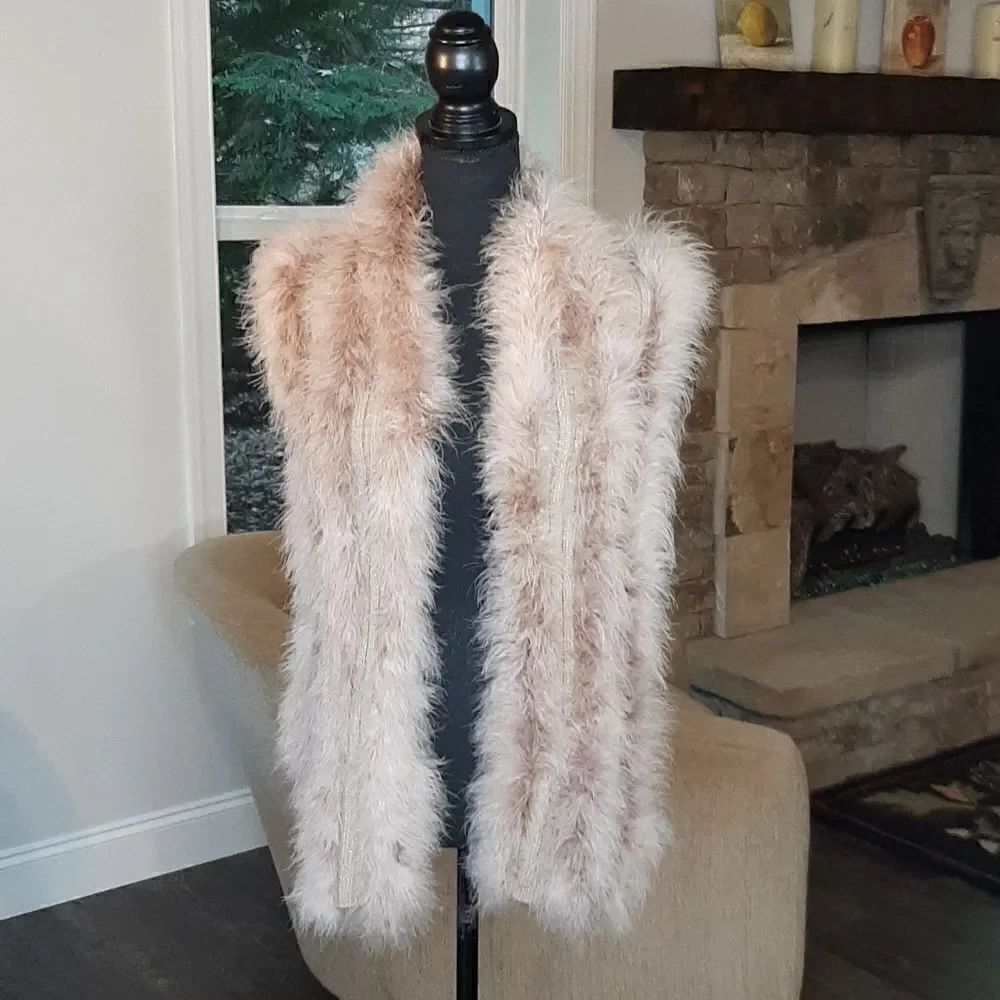 Chicos Tan Faux Fur Sweater Vest